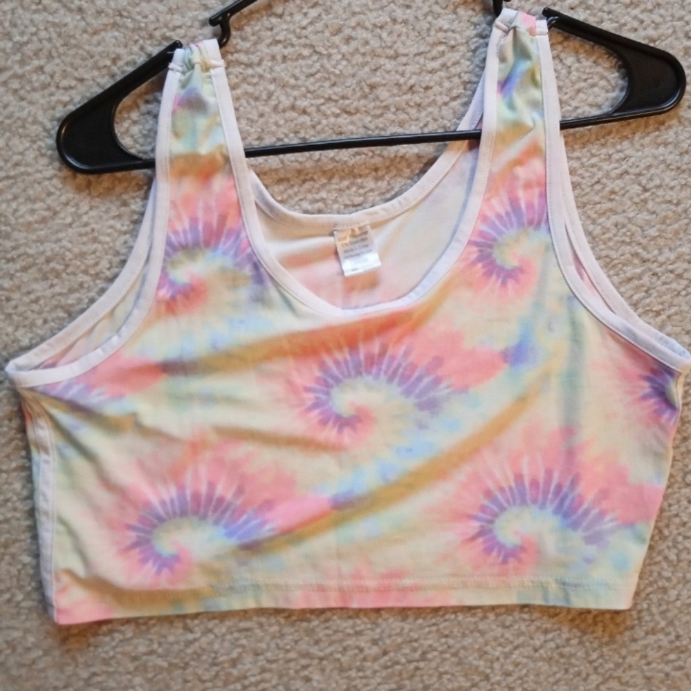 Rainbow tie dye crop top